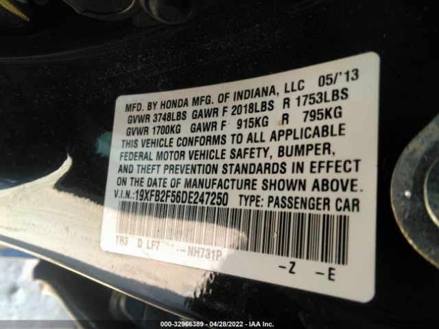 Photo 8 VIN: 19XFB2F56DE247250 - HONDA CIVIC SDN 