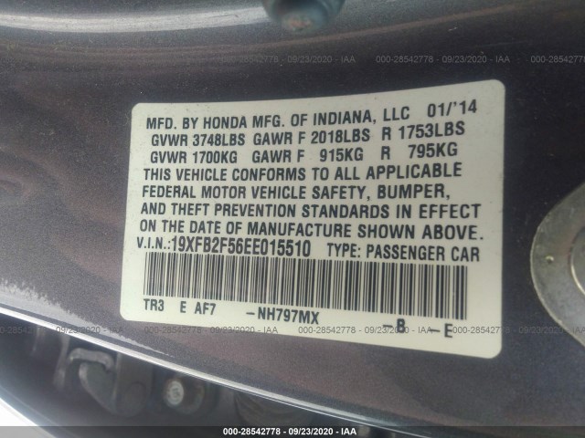 Photo 8 VIN: 19XFB2F56EE015510 - HONDA CIVIC SEDAN 