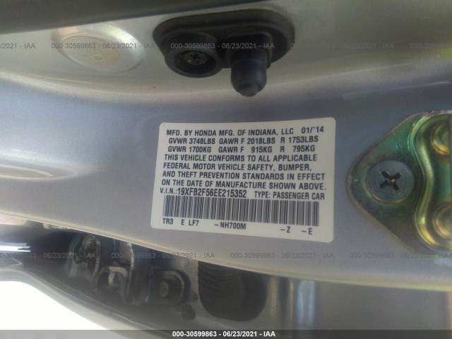 Photo 8 VIN: 19XFB2F56EE215352 - HONDA CIVIC SEDAN 