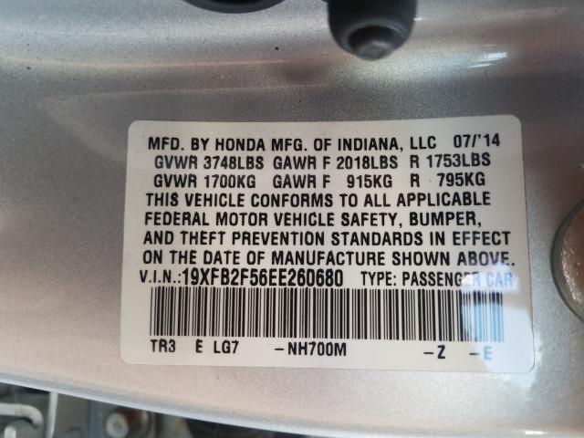 Photo 9 VIN: 19XFB2F56EE260680 - HONDA CIVIC LX 