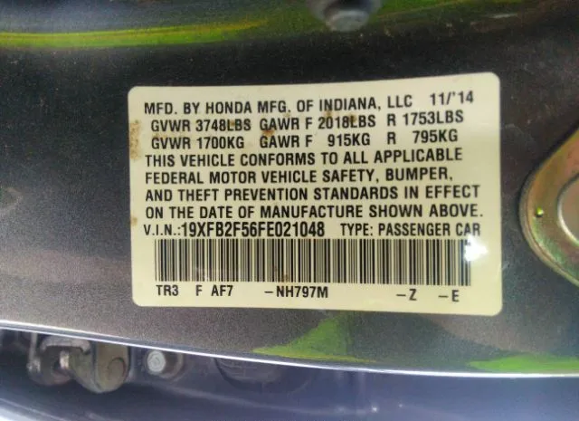 Photo 8 VIN: 19XFB2F56FE021048 - HONDA CIVIC SEDAN 