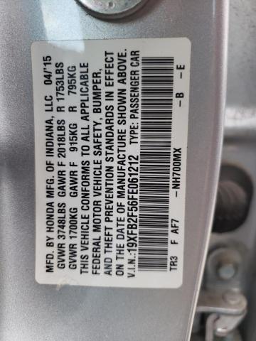 Photo 11 VIN: 19XFB2F56FE061212 - HONDA CIVIC LX 