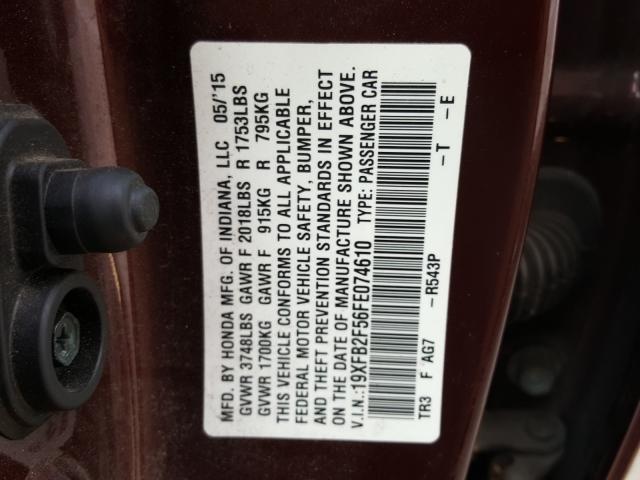 Photo 9 VIN: 19XFB2F56FE074610 - HONDA CIVIC LX 