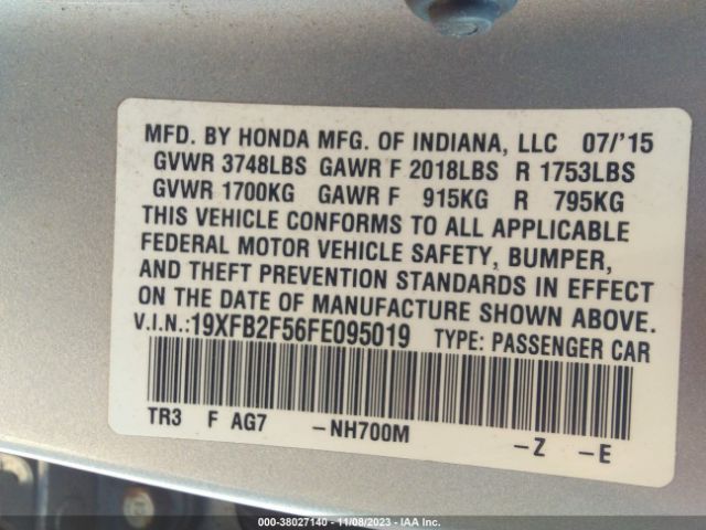 Photo 8 VIN: 19XFB2F56FE095019 - HONDA CIVIC SEDAN 