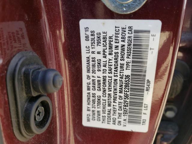 Photo 9 VIN: 19XFB2F56FE286536 - HONDA CIVIC LX 