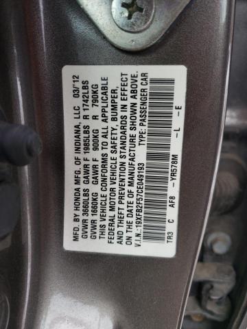 Photo 11 VIN: 19XFB2F57CE049193 - HONDA CIVIC 