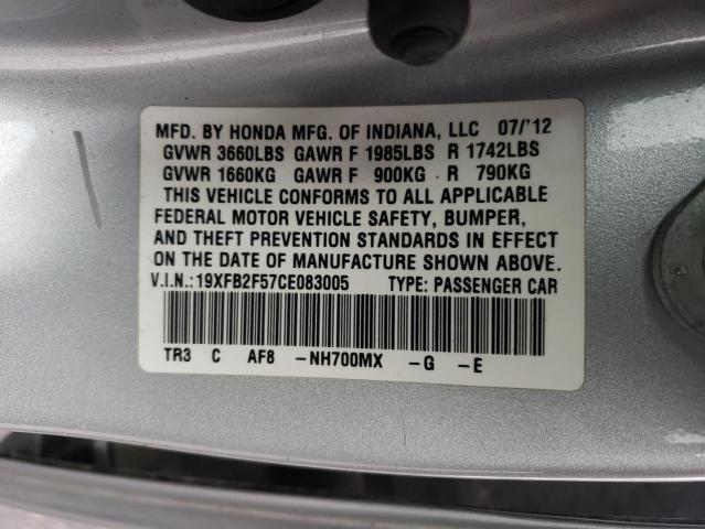 Photo 11 VIN: 19XFB2F57CE083005 - HONDA CIVIC LX 