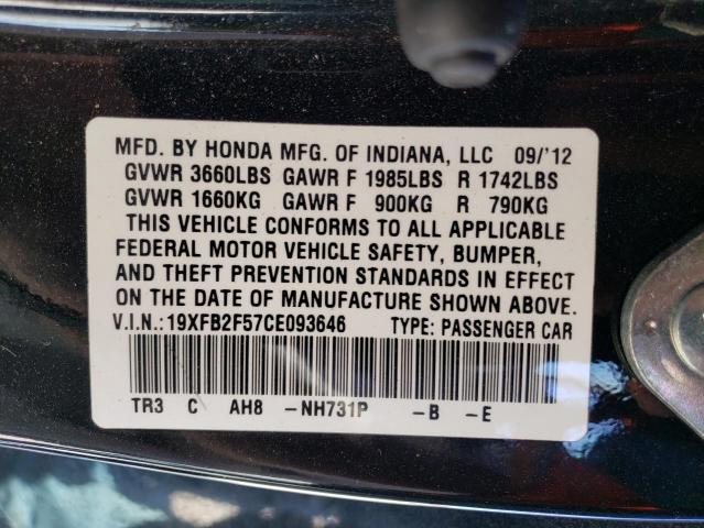 Photo 11 VIN: 19XFB2F57CE093646 - HONDA CIVIC 