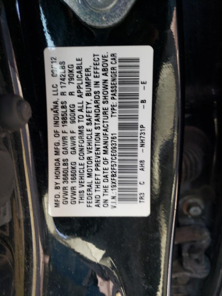 Photo 11 VIN: 19XFB2F57CE093761 - HONDA CIVIC 