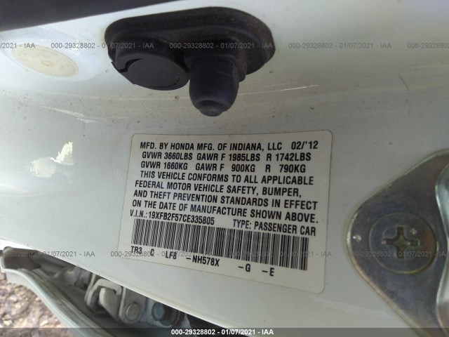 Photo 8 VIN: 19XFB2F57CE335805 - HONDA CIVIC SDN 