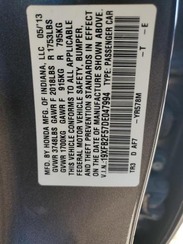 Photo 10 VIN: 19XFB2F57DE047994 - HONDA CIVIC LX 