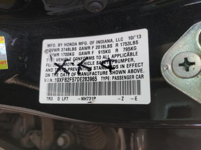 Photo 9 VIN: 19XFB2F57DE283965 - HONDA CIVIC LX 