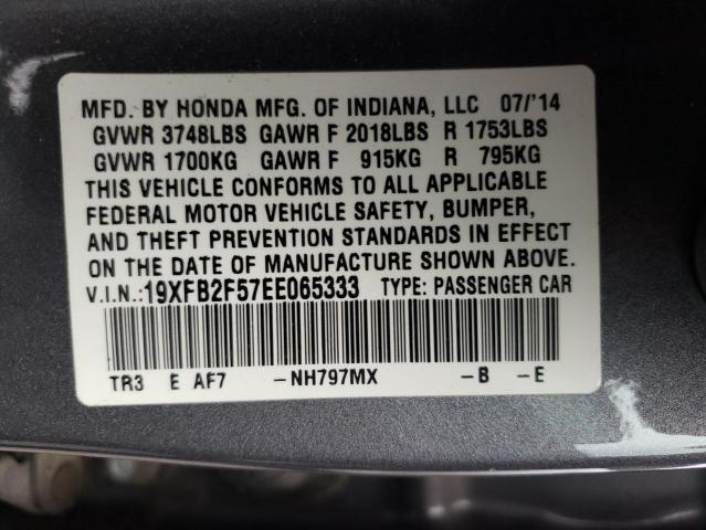 Photo 9 VIN: 19XFB2F57EE065333 - HONDA CIVIC LX 