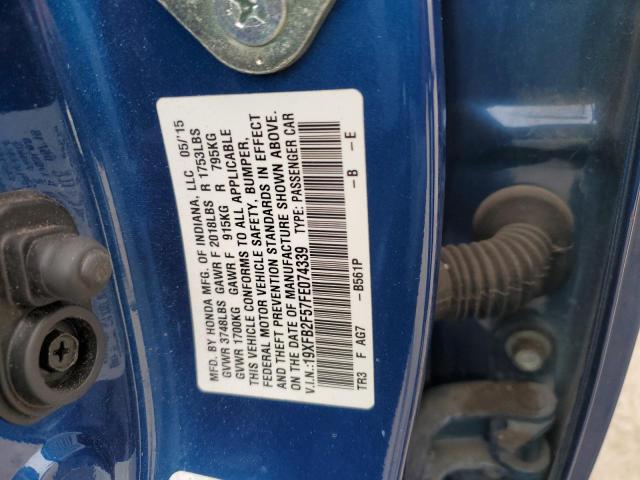 Photo 11 VIN: 19XFB2F57FE074339 - HONDA CIVIC LX 