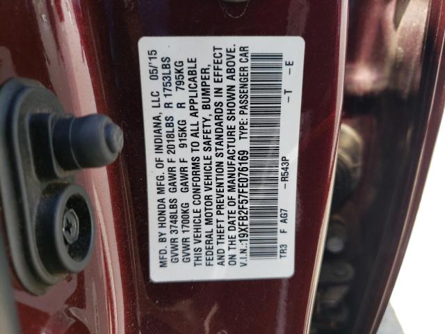 Photo 11 VIN: 19XFB2F57FE076169 - HONDA CIVIC LX 