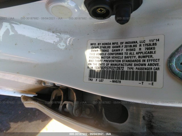 Photo 8 VIN: 19XFB2F57FE212672 - HONDA CIVIC SEDAN 