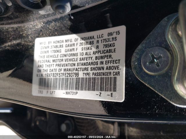 Photo 8 VIN: 19XFB2F57FE293799 - HONDA CIVIC 