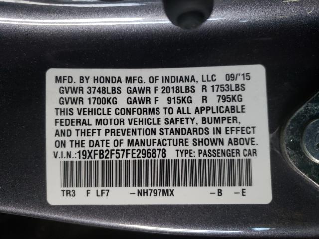 Photo 9 VIN: 19XFB2F57FE296878 - HONDA CIVIC LX 