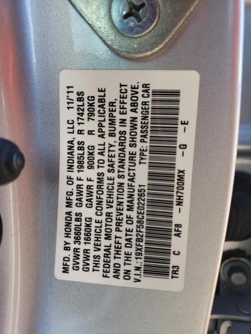 Photo 11 VIN: 19XFB2F58CE022651 - HONDA CIVIC LX 