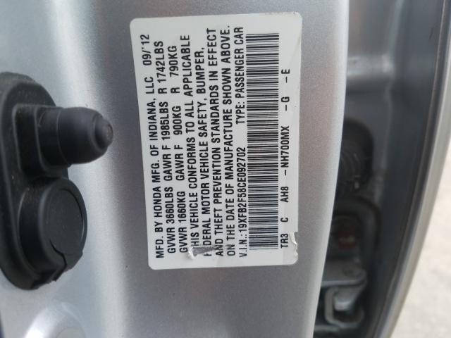 Photo 9 VIN: 19XFB2F58CE092702 - HONDA CIVIC LX 