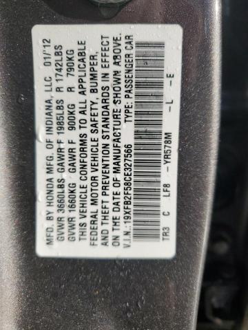 Photo 11 VIN: 19XFB2F58CE327566 - HONDA CIVIC 