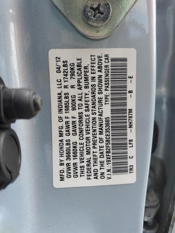 Photo 12 VIN: 19XFB2F58CE353665 - HONDA CIVIC LX 