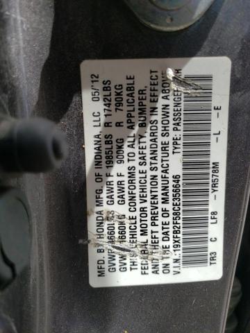 Photo 11 VIN: 19XFB2F58CE356646 - HONDA CIVIC LX 