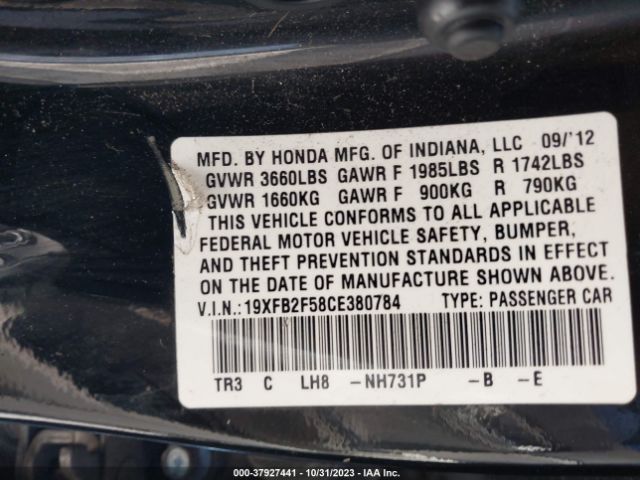 Photo 8 VIN: 19XFB2F58CE380784 - HONDA CIVIC SDN 