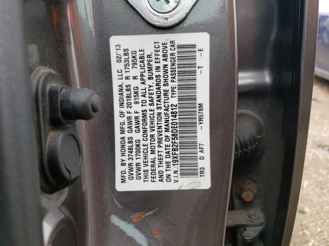 Photo 9 VIN: 19XFB2F58DE014812 - HONDA CIVIC LX 