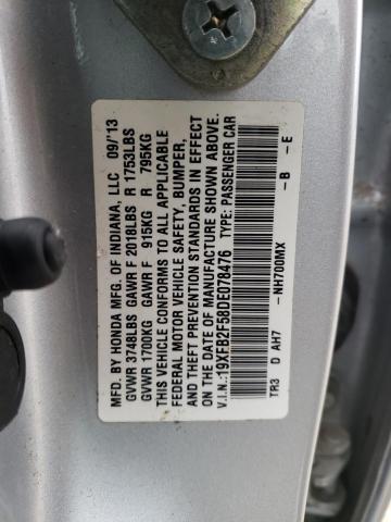 Photo 12 VIN: 19XFB2F58DE078476 - HONDA CIVIC 