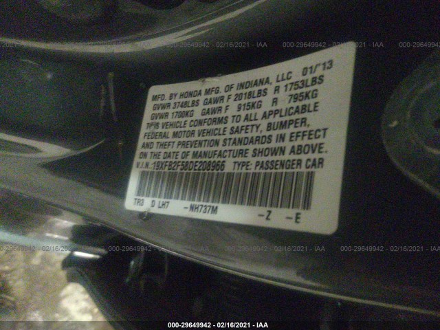 Photo 8 VIN: 19XFB2F58DE208966 - HONDA CIVIC SDN 