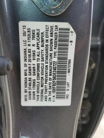 Photo 11 VIN: 19XFB2F58DE240722 - HONDA CIVIC 