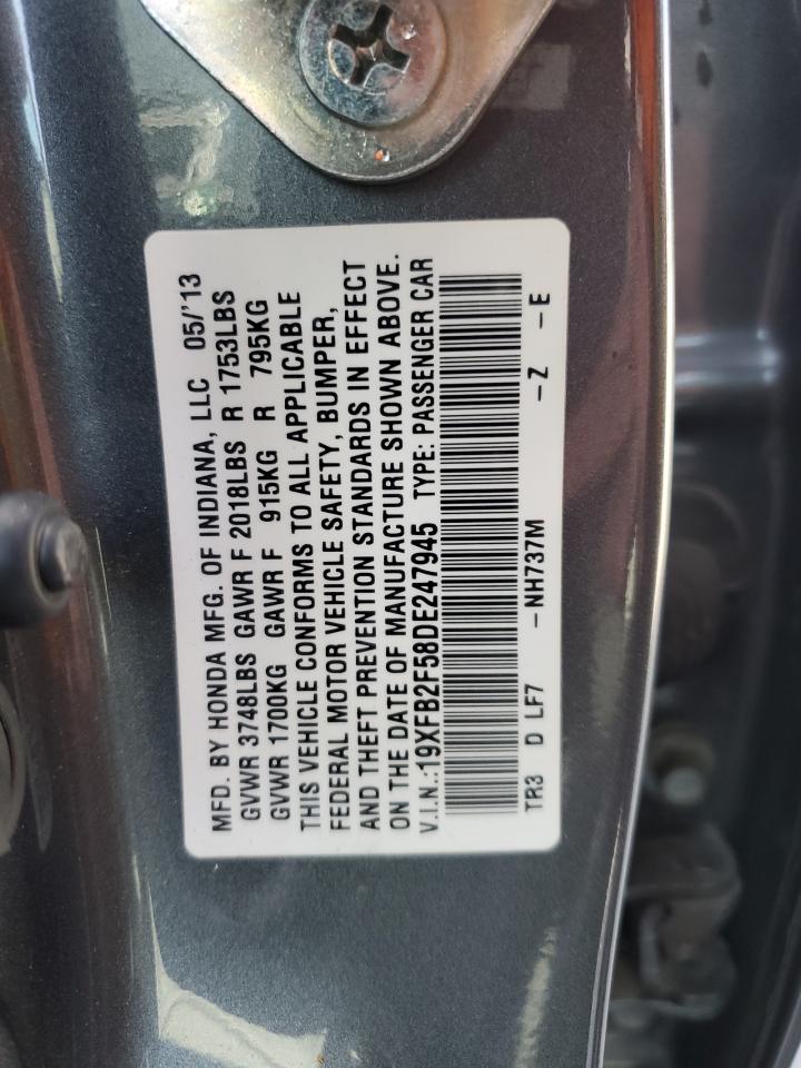 Photo 11 VIN: 19XFB2F58DE247945 - HONDA CIVIC 