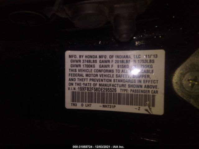 Photo 8 VIN: 19XFB2F58DE295526 - HONDA CIVIC SDN 