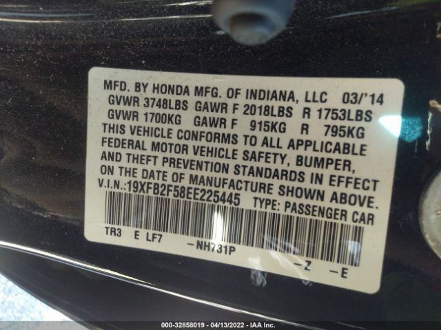 Photo 8 VIN: 19XFB2F58EE225445 - HONDA CIVIC SEDAN 