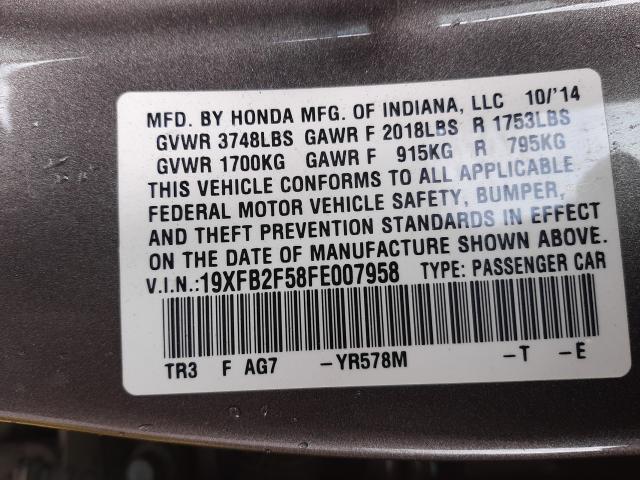 Photo 9 VIN: 19XFB2F58FE007958 - HONDA CIVIC LX 