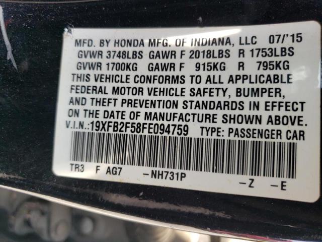 Photo 9 VIN: 19XFB2F58FE094759 - HONDA CIVIC LX 