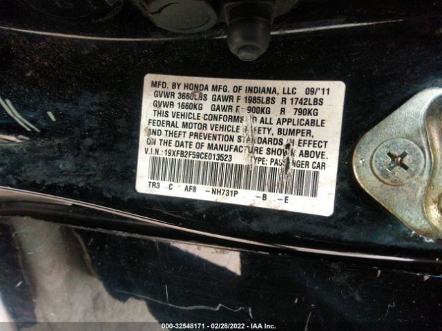 Photo 8 VIN: 19XFB2F59CE013523 - HONDA CIVIC SDN 