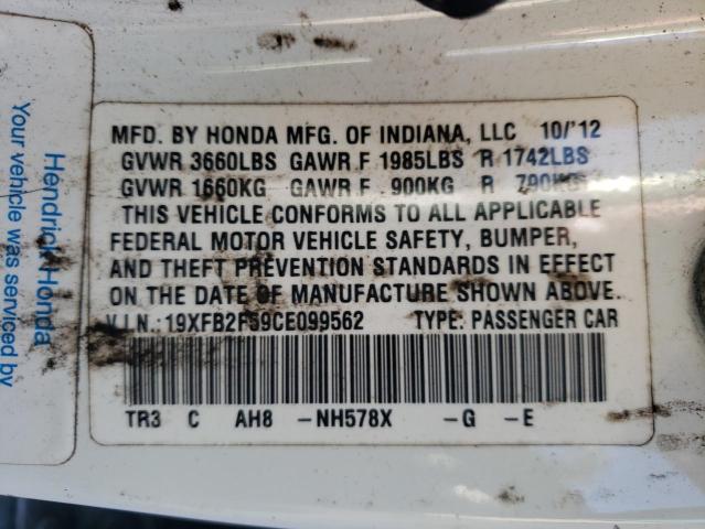 Photo 9 VIN: 19XFB2F59CE099562 - HONDA CIVIC LX 