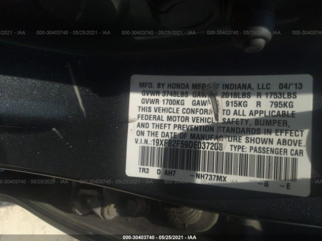 Photo 8 VIN: 19XFB2F59DE037208 - HONDA CIVIC SDN 