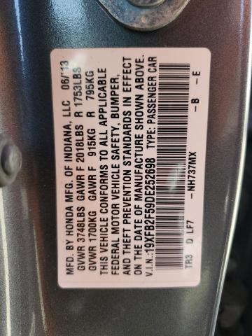 Photo 12 VIN: 19XFB2F59DE252698 - HONDA CIVIC LX 