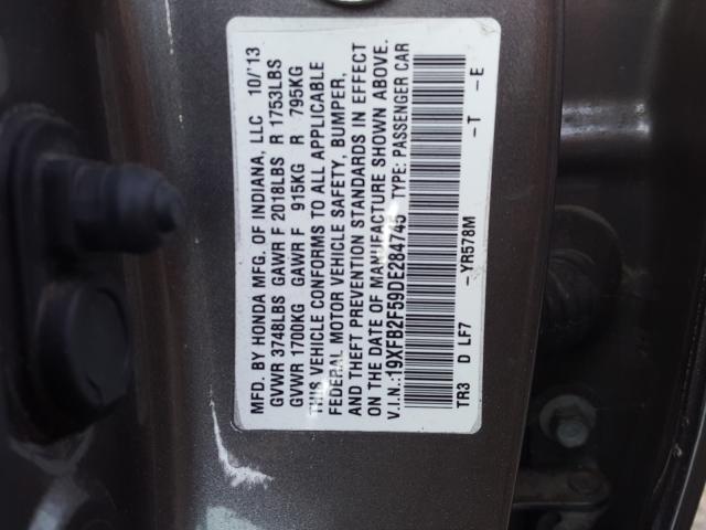 Photo 9 VIN: 19XFB2F59DE284745 - HONDA CIVIC LX 