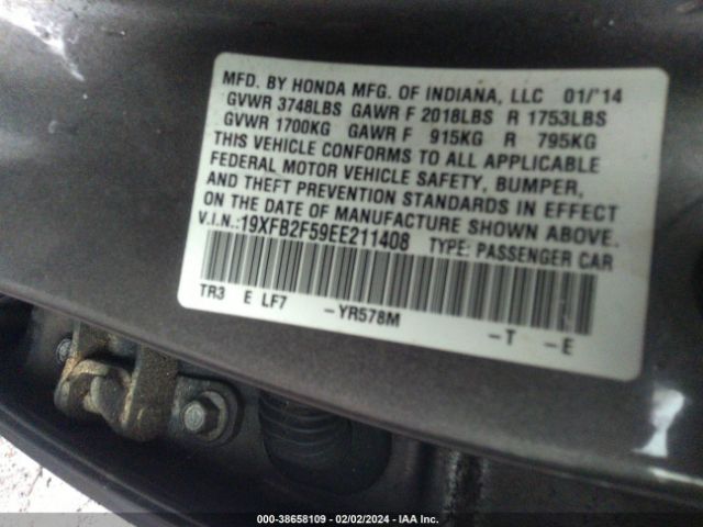 Photo 8 VIN: 19XFB2F59EE211408 - HONDA CIVIC 