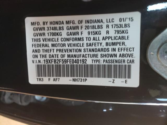 Photo 9 VIN: 19XFB2F59FE040192 - HONDA CIVIC LX 