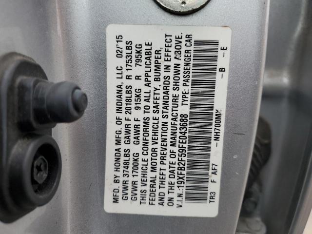 Photo 11 VIN: 19XFB2F59FE043688 - HONDA CIVIC 