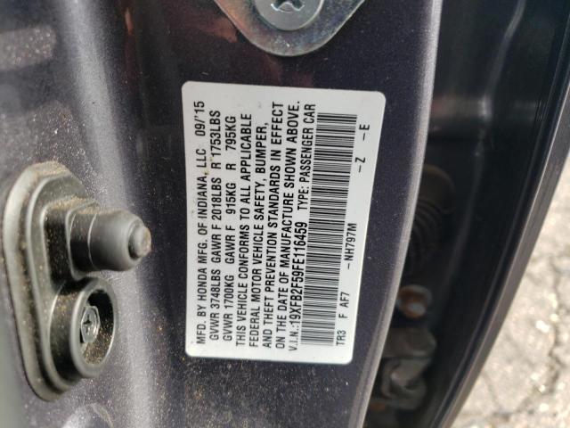 Photo 11 VIN: 19XFB2F59FE116459 - HONDA CIVIC LX 