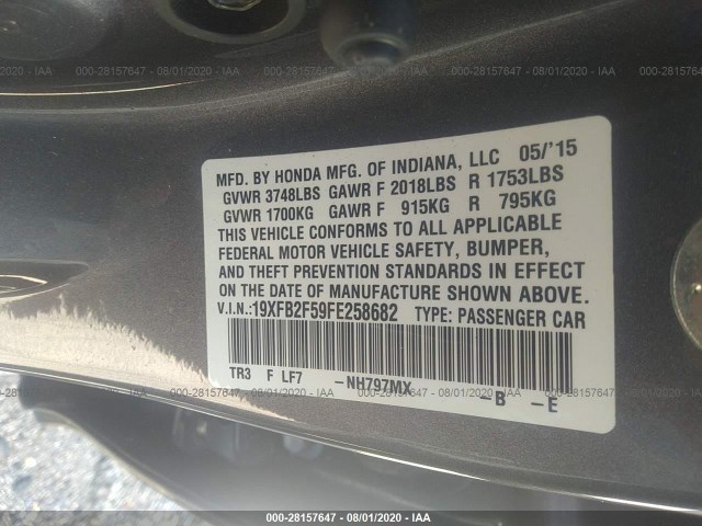 Photo 8 VIN: 19XFB2F59FE258682 - HONDA CIVIC SEDAN 