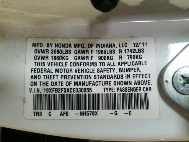 Photo 9 VIN: 19XFB2F5XCE030055 - HONDA CIVIC LX 