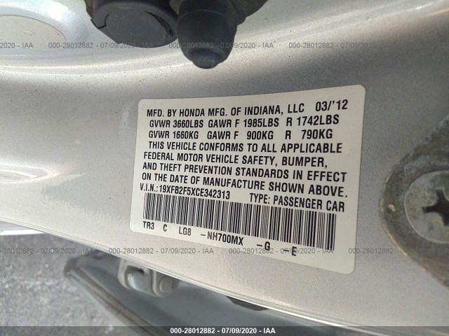 Photo 8 VIN: 19XFB2F5XCE342313 - HONDA CIVIC SDN 