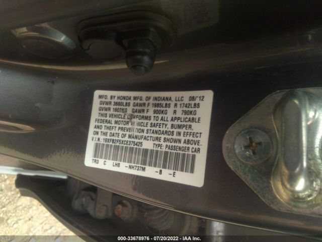 Photo 8 VIN: 19XFB2F5XCE375425 - HONDA CIVIC SDN 